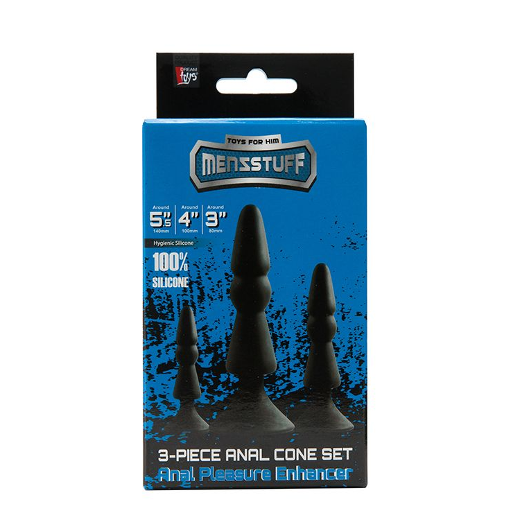 Купить набор из черных анальных силиконовых втулок menzstuff 3-piece anal cone set Image