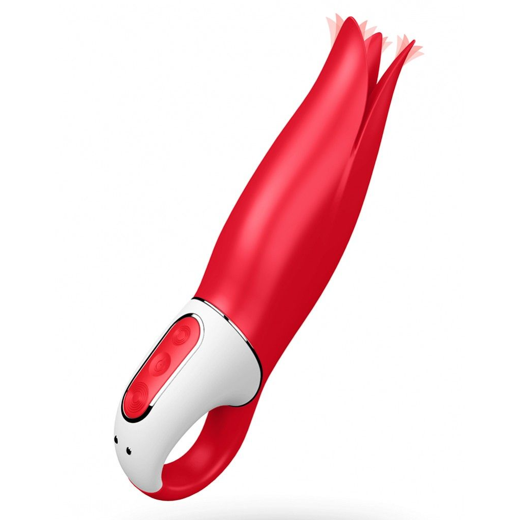 Купить красный вибратор satisfyer power flower с лепестками - 18,8 см. Image