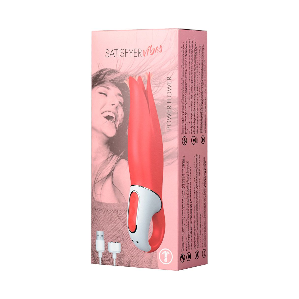 Купить красный вибратор satisfyer power flower с лепестками - 18,8 см. Image