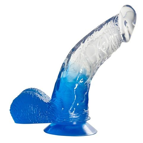 Купить синий фаллоимитатор с прозрачной верхней частью jelly joy fade out dong 6inch - 15,2 см. Image