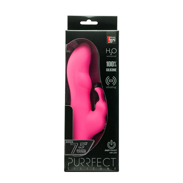 Купить розовый вибратор с клиторальным стимулятором purrfect silicone deluxe rabbit - 19 см. Image