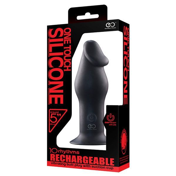 Купить черный анальный вибромассажер 5inch rechargeable buttplug - 12,7 см. Image