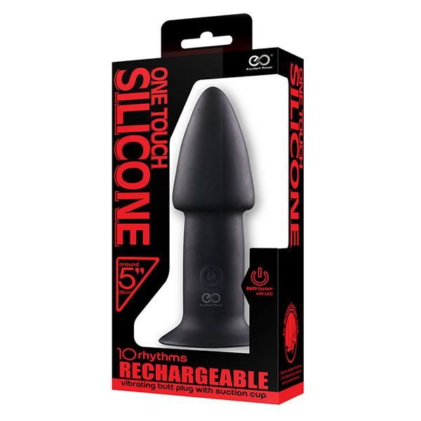 Купить черный анальный вибратор 5inch rechargeable buttplug - 12,7 см. Image