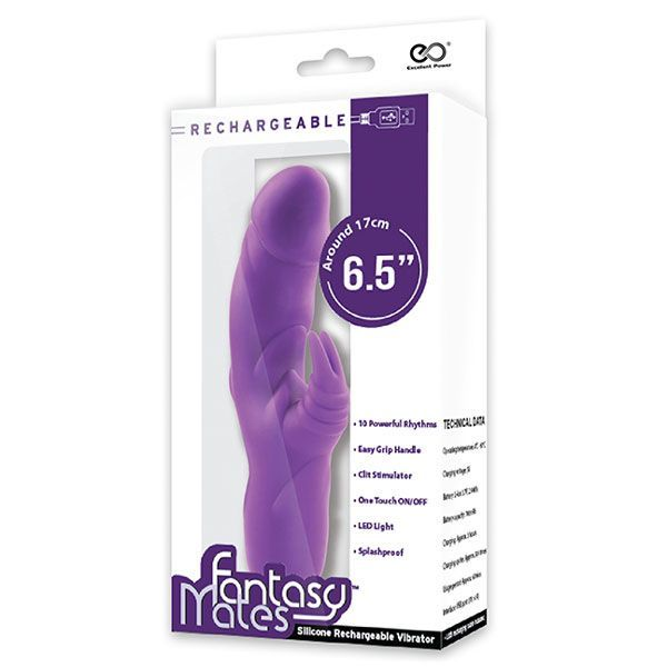 Купить фиолетовый вибратор с клиторальным стимулятором mates fantasy recharge vibrator - 17 см. Image