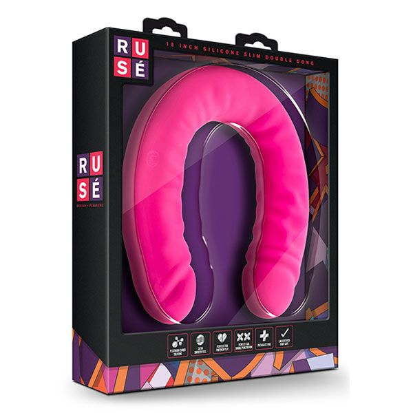 Купить розовый двусторонний фаллоимитатор 18 inch silicone slim double dong - 45,7 см. Image