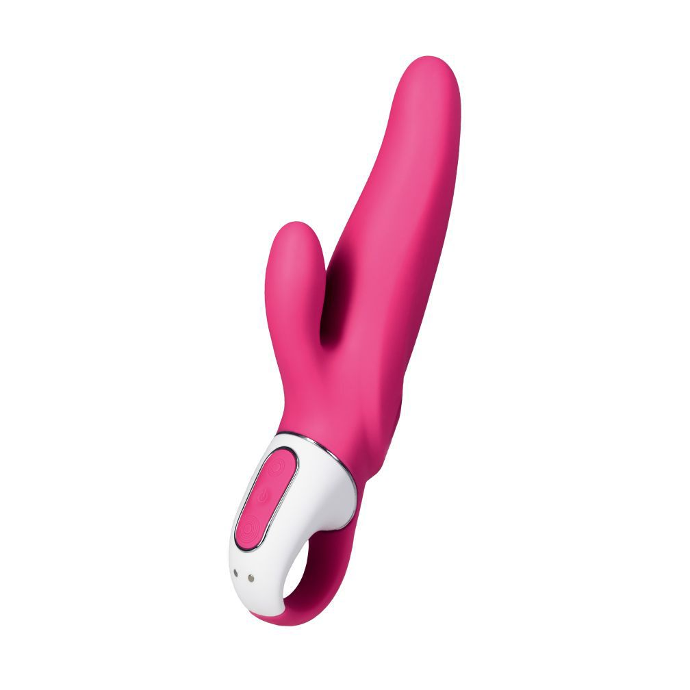 Купить ярко-розовый вибратор  satisfyer mr. rabbit с клиторальным отростком - 22,1 см. Image