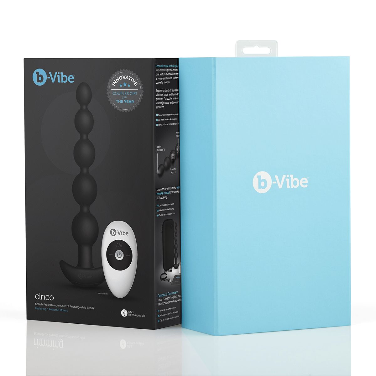 Купить черные анальные бусы с 3 моторами b-vibe cinco anal beads - 20,5 см. Image