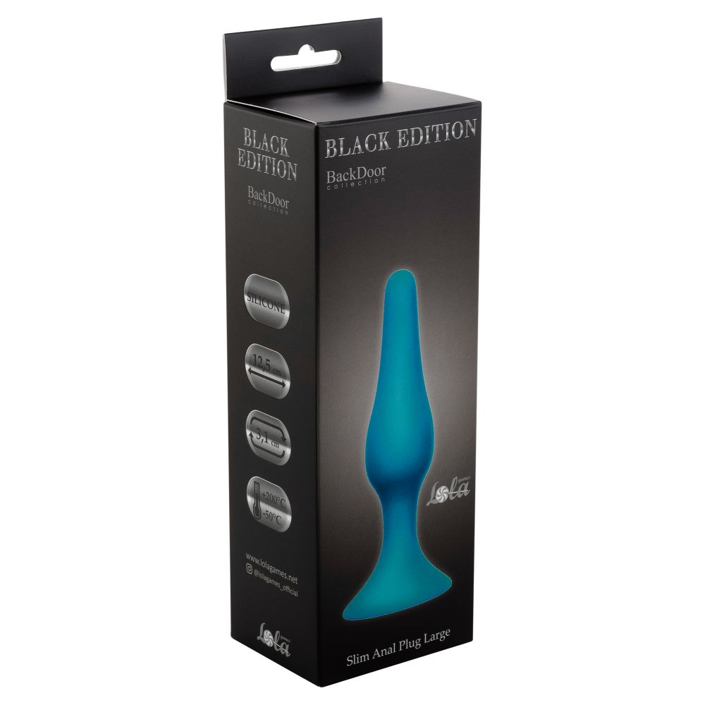 Купить бирюзовая анальная пробка slim anal plug large - 12,5 см. Image